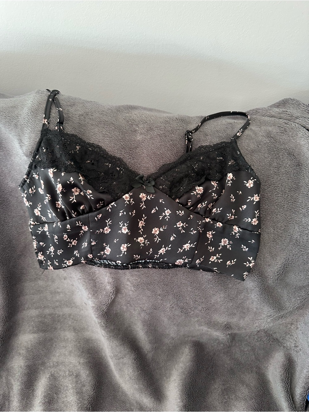 Garage Black Floral Lace cropped top